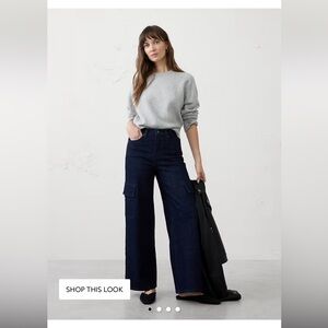 Straigh High Rise Dark Blue Cargo Jeans